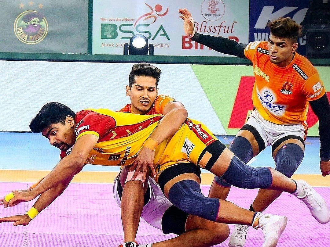 X/ @ProKabaddi : Telugu Titans and Puneri Paltan players during the match in Pro Kabaddi League 2023-24 