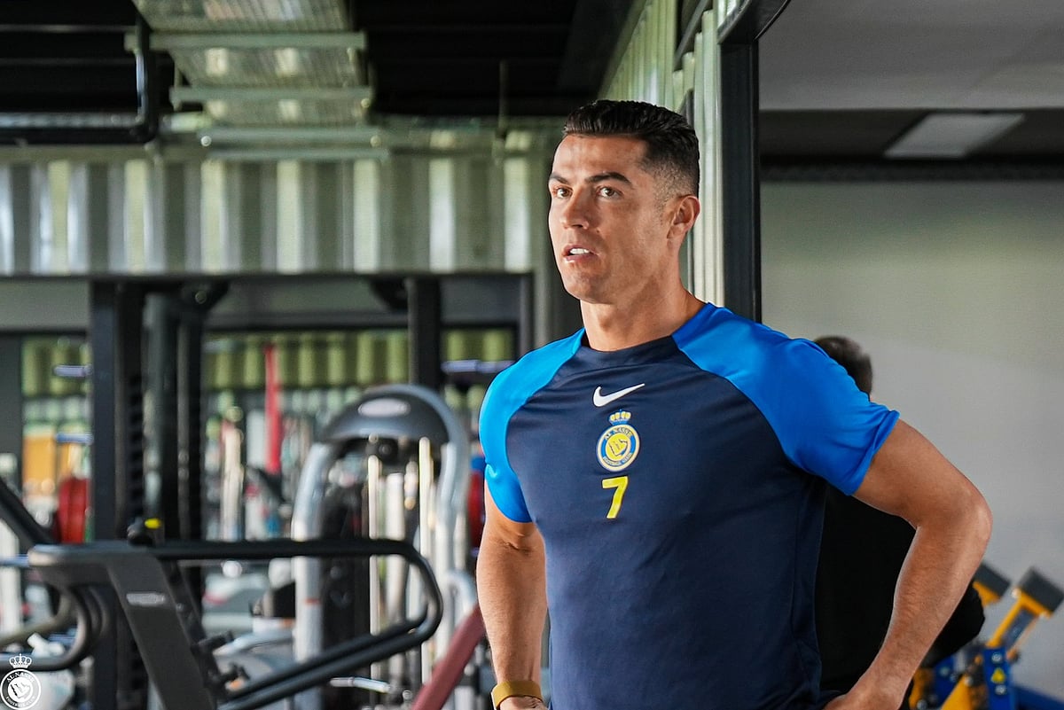 Al Nassr FC : File photo of Al Nassr's Cristiano Ronaldo training ahead of a Saudi Pro League game. 