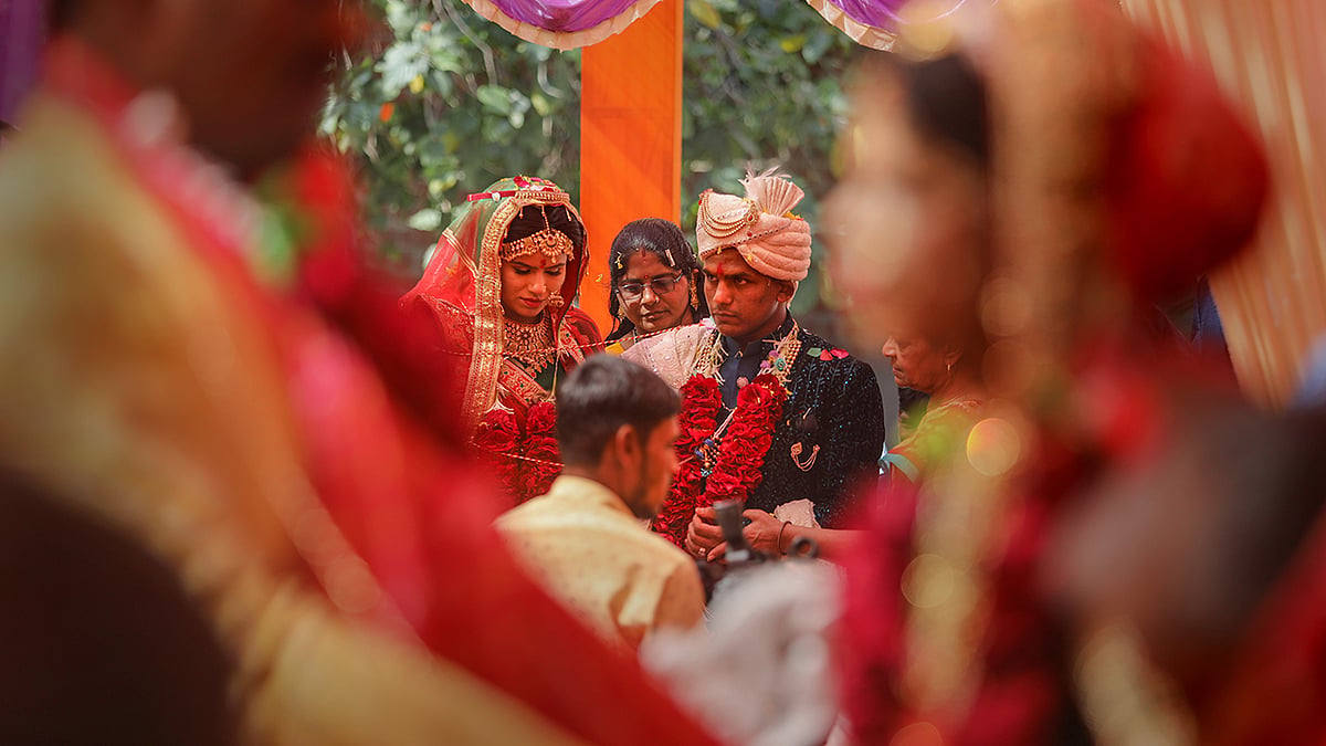 Wedding of visually impaired couple