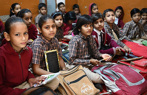 The school of Mandawa in Shekhawati area, located in North Rajasthan on November 30, 2018 in India.  - Photo by Frédéric Soltan/Corbis via Getty Images