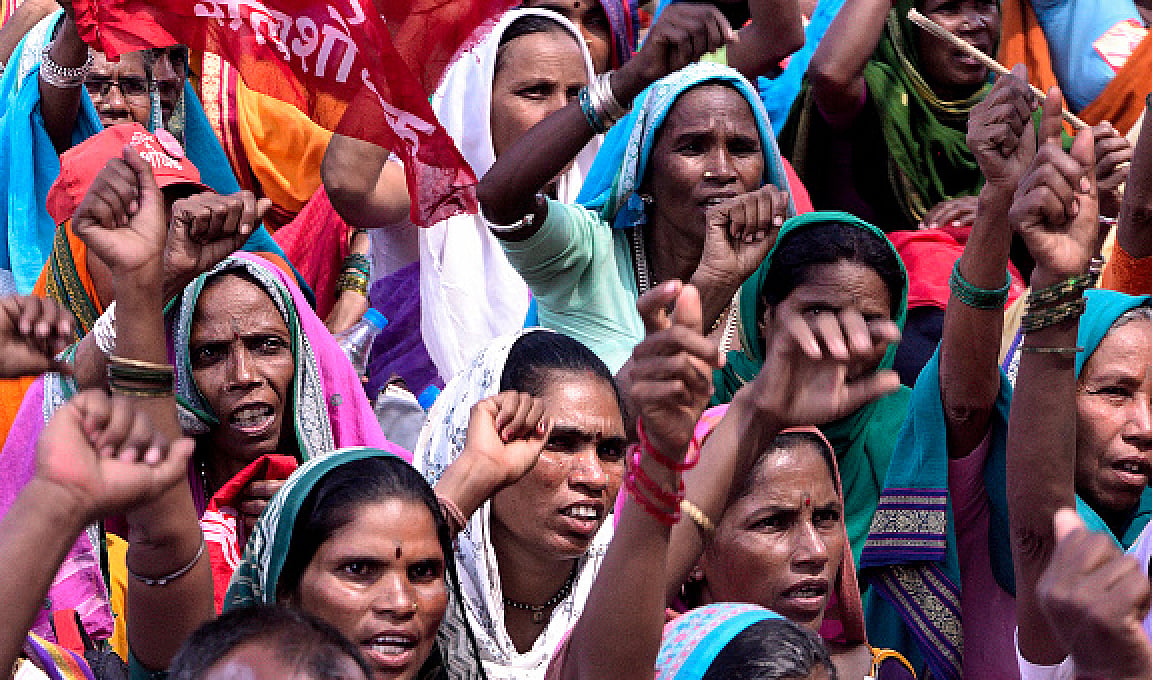 Getty Images : Members of tribal community from various parts of Maharashtra during protest