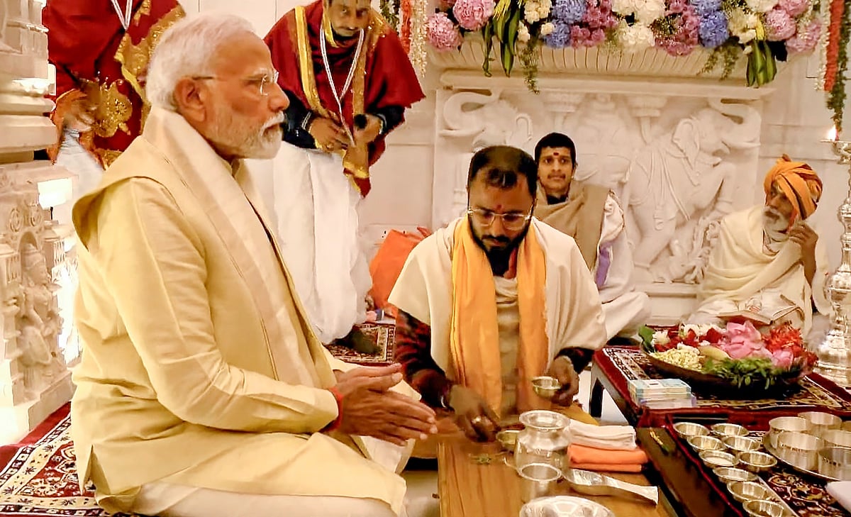 #WATCH | Ram Mandir Murti Consecrated, PM Modi Leads Rituals