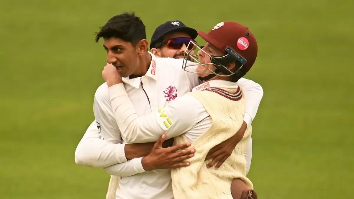 X/England Cricket : Shoaib Bashir (L) in action for Somerset in county cricket. 
