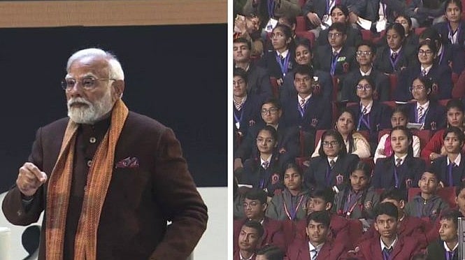 (Screengrab: X/ANI) : PM Modi Talks To Students at Pariksha Pe Charcha 2024 