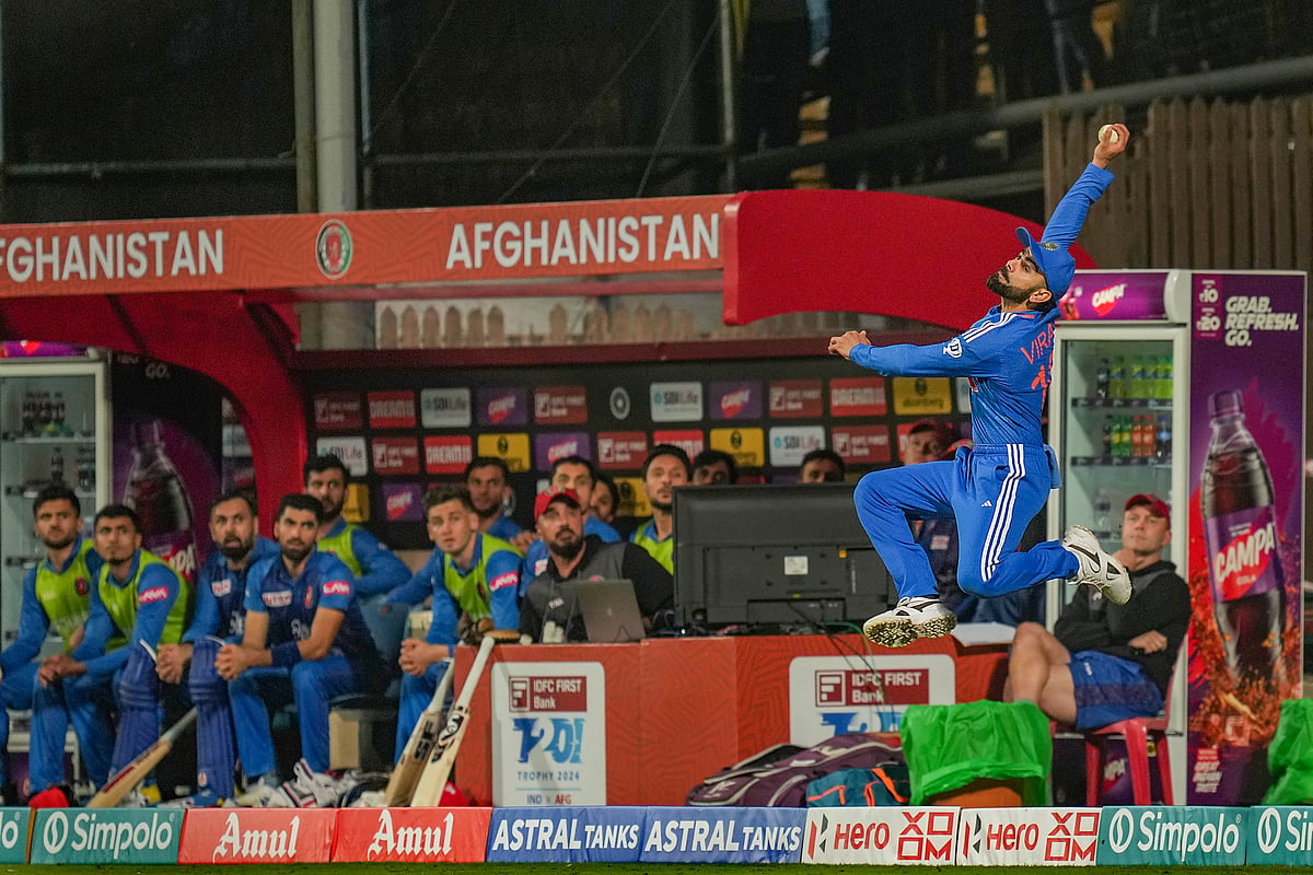 PTI/Shailendra Bhojak : Virat Kohli saved five runs with his incredible piece of fielding at long-on during the India vs Afghanistan, 3rd T20I in Bengaluru  