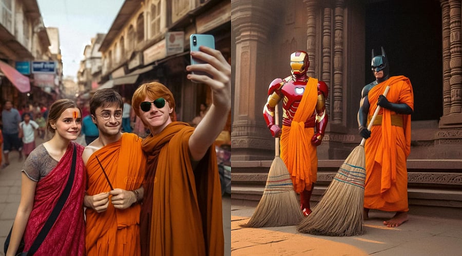 Instagram @sahixd : AI superheroes and fictional characters at Ayodhya 