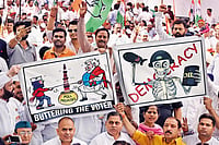 The Question Of Democracy In India Photo: Getty Images : Deepening Fissures: A ‘Save Democracy’ march held by the Congress party at Delhi in 2016