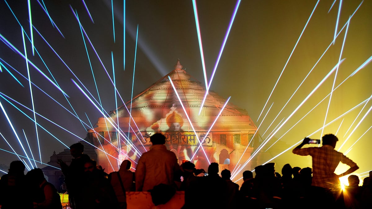 PTI/File : Ayodhya: A laser show inside the Ram Mandir premises after its consecration ceremony, in Ayodhya