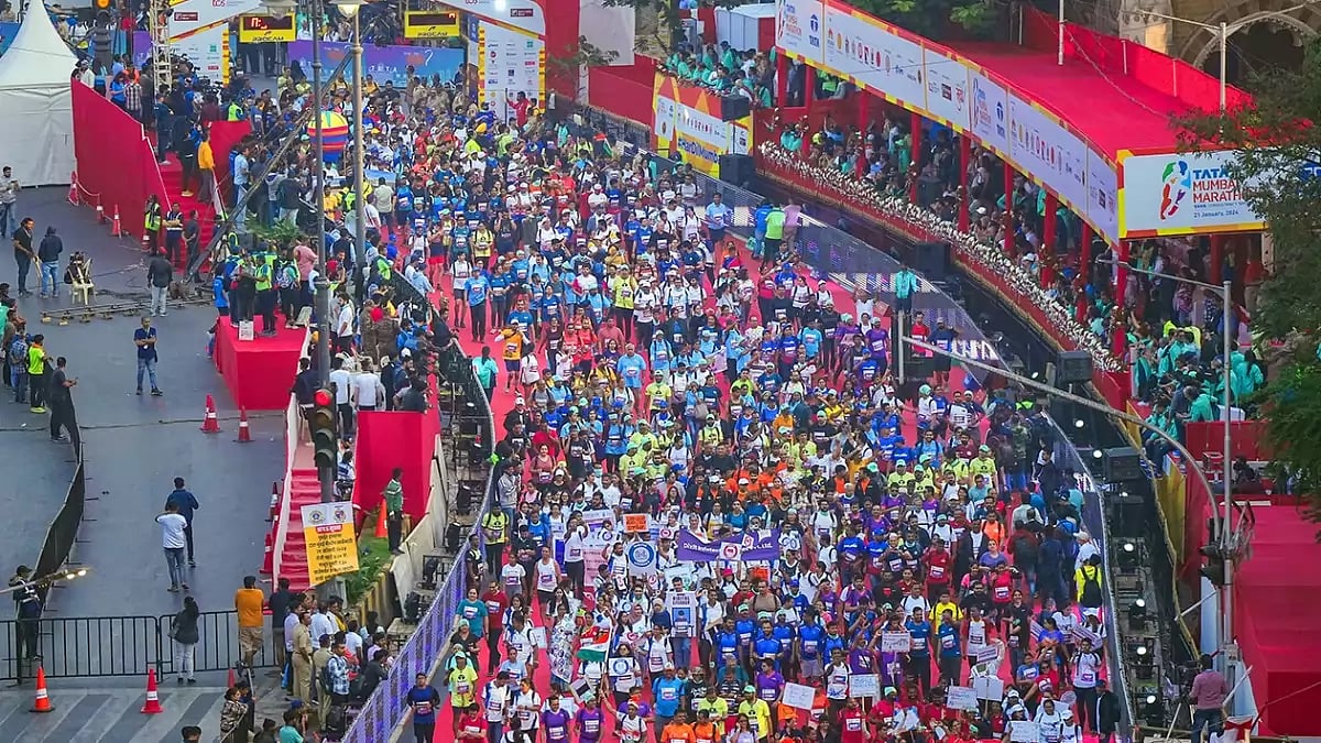 Photo: PTI/Shashank Parade : Tata Mumbai Marathon 2024 