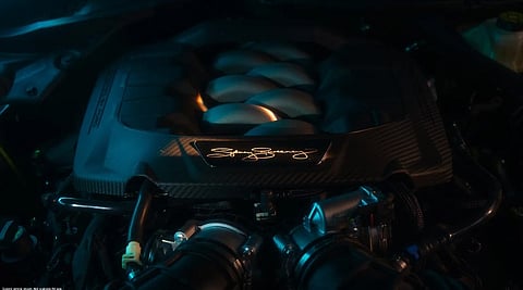Sweeney’s signature engraved on the engine. 