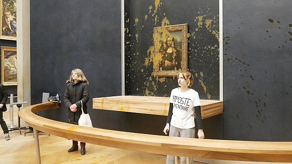 Mona Lisa Vandalized with Soup - Getty Images