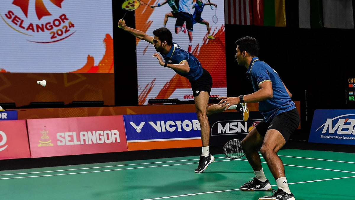 Indian Men's Team in action at the India Vs China group Tie match of Badminton Asia Team Championships 2024.  - (Photo: X|@Badminton Asia) 