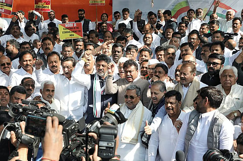 Karnataka congress protest in Delhi