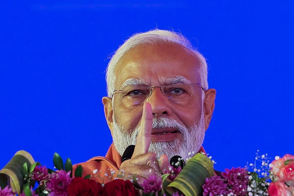 Photo: PTI : Heightened security in Jammu & Kashmir ahead of Prime Minister Narendra Modi's visit 