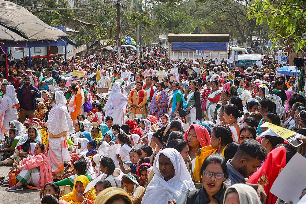 Anganwadi workers protest in Guwahati