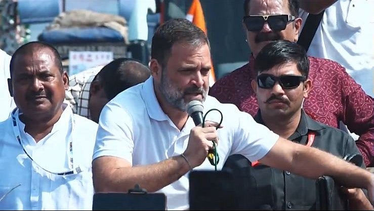 Screengrab of Video Rahul Gandhi posted on X : Rahul Gandhi addressing a farmers' rally at Chandwad in Maharashtra