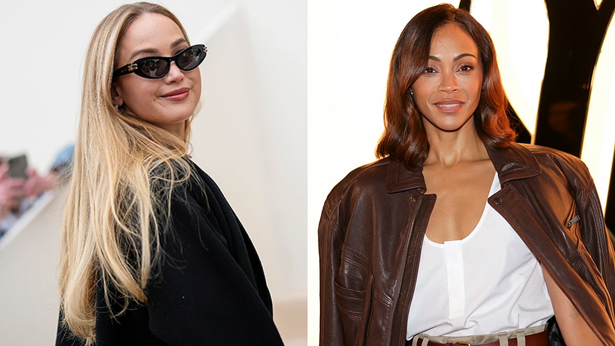 Scott A Garfitt, Vianney Le Caer : Jennifer Lawrence, Zeo Saldana At The Paris Fashion Week