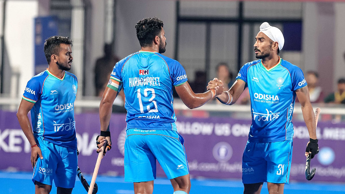 Hockey India : The Indian men's hockey team in action during their FIH Pro League 2023-24 match against Netherlands in Bhubaneswar.