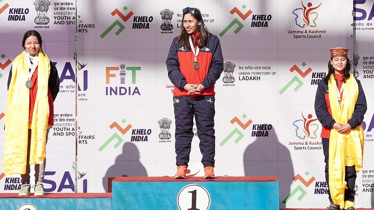 (Photo: DIPR-Ladakh) : Professional speed skater Shruti Kotwal won a long-track (500m and 1000m) double at the Khelo India Winter Games 2024 in Leh. 
