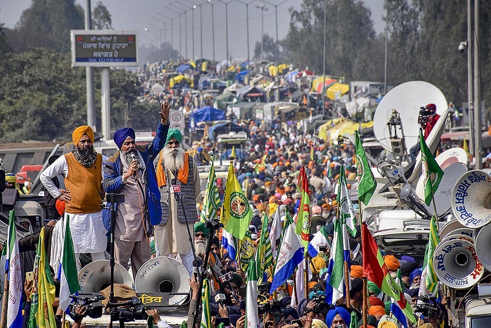 | Photo: PTI : Farmers 'Delhi Chalo' Protest March