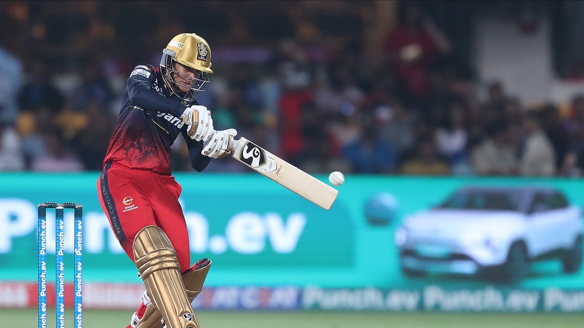 Photo: X/ @wplt20 : Smriti Mandhana playing a shot during her innings against GGT in WPL 2024.