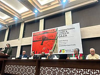 ‘Indians For Palestine’: A Call For Justice In Gaza Outlook India : Senior journalist Siddharth Varadarajan, lawyer Anand Grover and others at the event, ‘International Court and Justice in Gaza’, in Delhi |