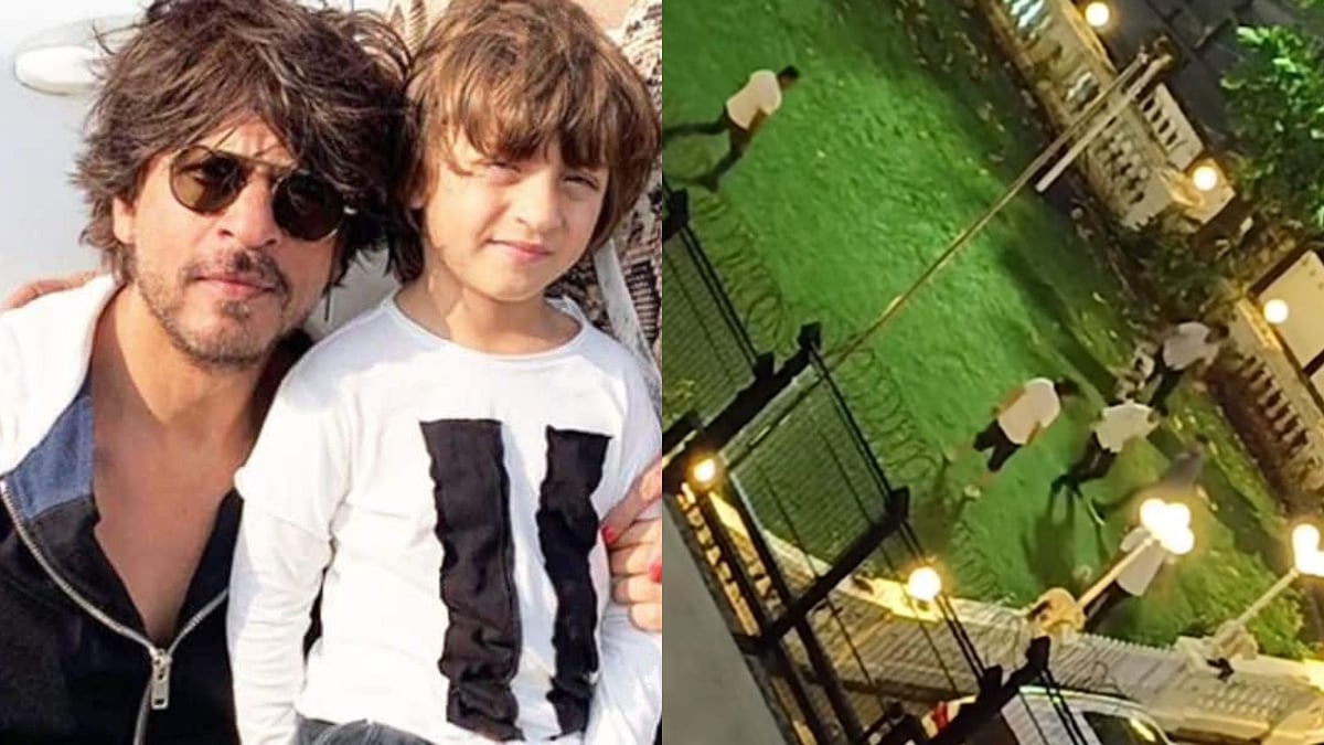 Instagram : Shah Rukh Khan plays football with AbRam at Mannat