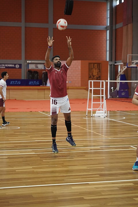 Calicut Heroes setter Mohan Ukkrapandian trains ahead of the upcoming Prime Volleyball League 2024 edition.