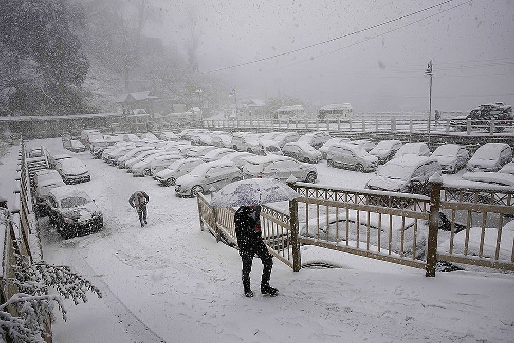 Photo: PTI : Snowfall in Shimla