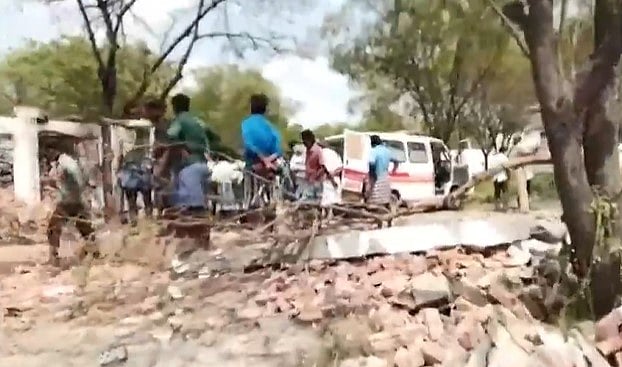 Screen grab from video posted on X/ANI : The blast took place at a factory in Tamil Nadu's Vembakottai on Saturday.
