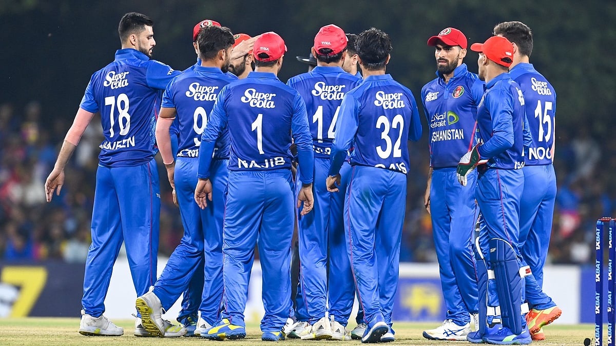 X/Afghanistan Cricket Board : Afghanistan cricket team in action during their first T20I match against Sri Lanka in Dambulla.