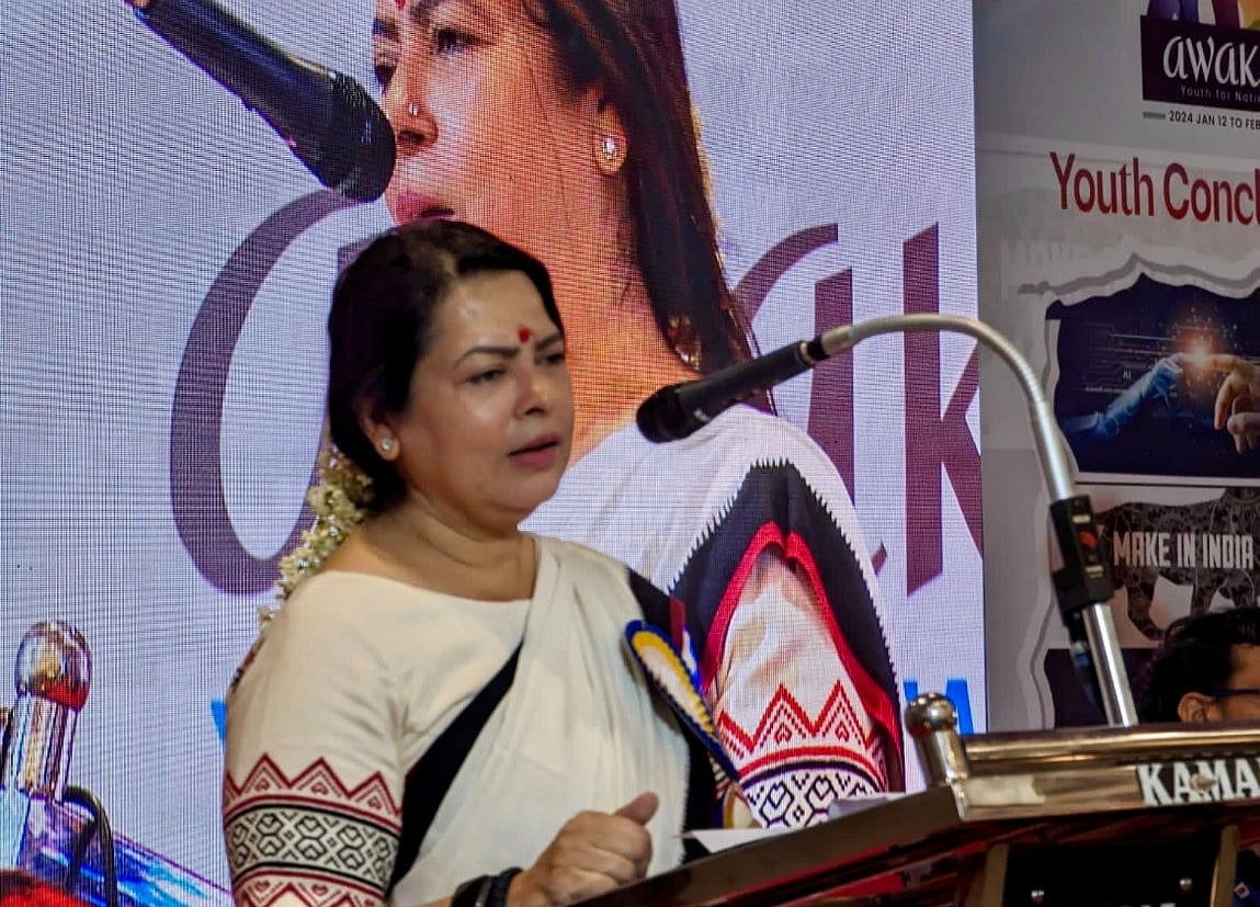 (Source: X/@M_Lekhi) : Union Minister Meenakshi Lekhi at Youth Conclave 2024 in Kozhikode, Kerala