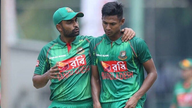 X/ @Mustafiz90 : Bangladesh's Tamim Iqbal (L) with Mustafizur Rehman.