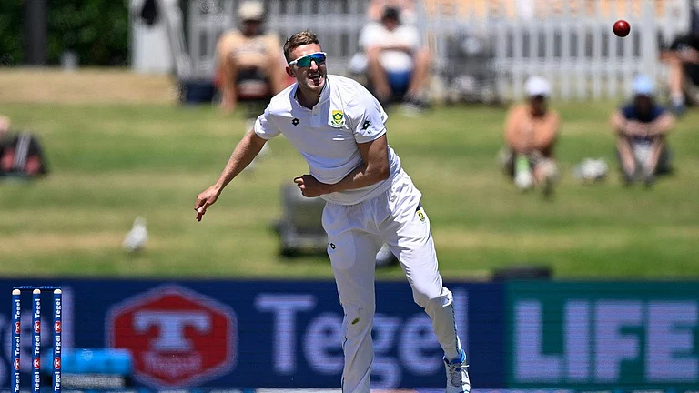 South Africa captain Neil Brand bowls on day two of the first Test between New Zealand and South Africa at Bay Oval, Mt Maunganui. - AP Photo/Andrew Cornaga
