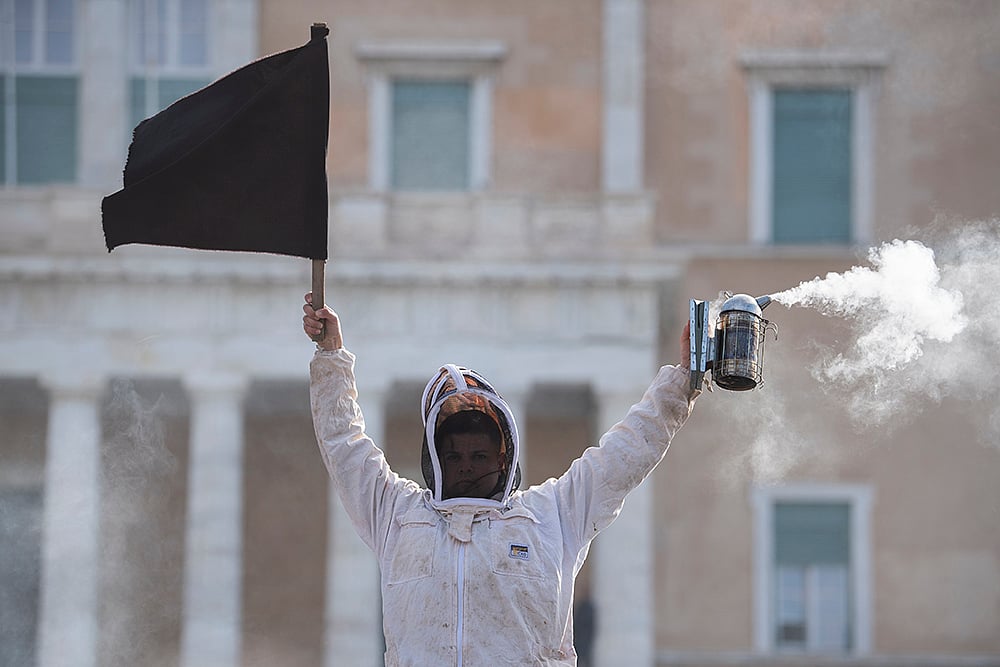 Beekeepers demonstration in Greece