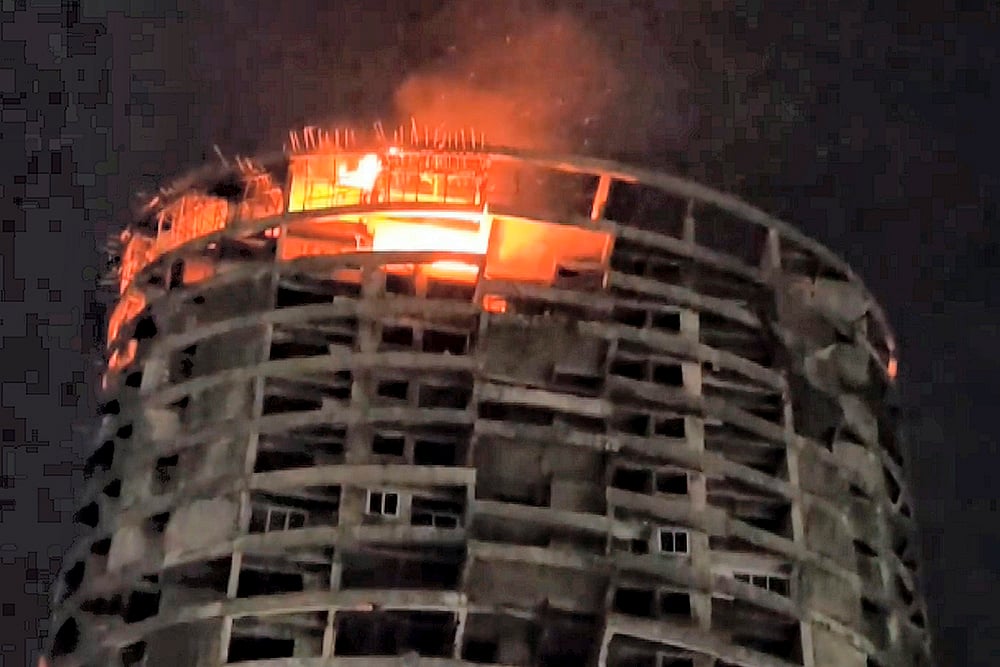 File Photo : Fire at a high rise building in Navi Mumbai |