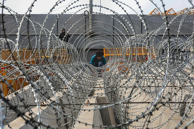 Security at Delhi Haryana Singhu border