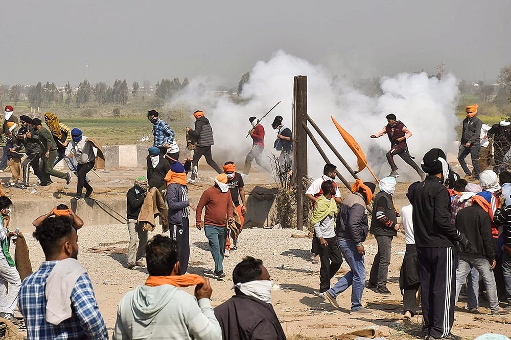 Farmers protest at Shambhu Border