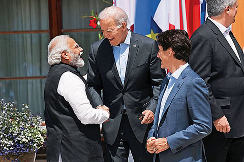 US President Joe Biden greets Prime Minister Narendra Modi at the G7 summit held in Germany in 2022.