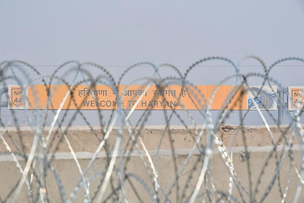 Photo: PTI : Farmers march: Security at Delhi borders