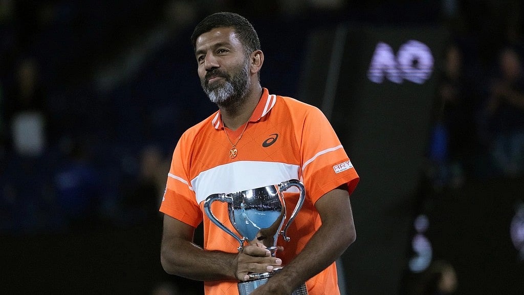 Rohan Bopanna of India holds his trophy after he and partner Matthew Ebden of Australia defeated Simone Bolelli and Andrea Vavassori of Italy in the men's doubles final at the Australian Open 2024 at Melbourne Park, Melbourne on January 27, 2024. - (Photo: AP)