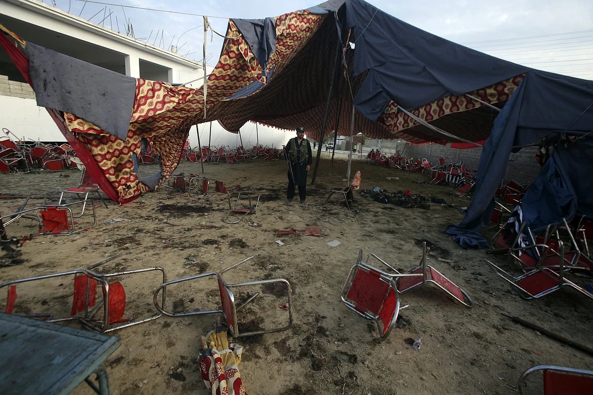 AP : Pakistani policeman at a blast site. (File image-Representational image) |