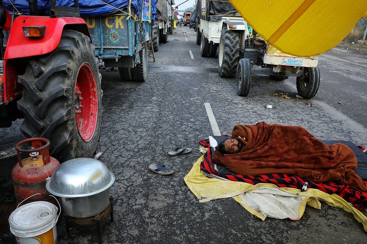 Farmers protest at Shambhu Border