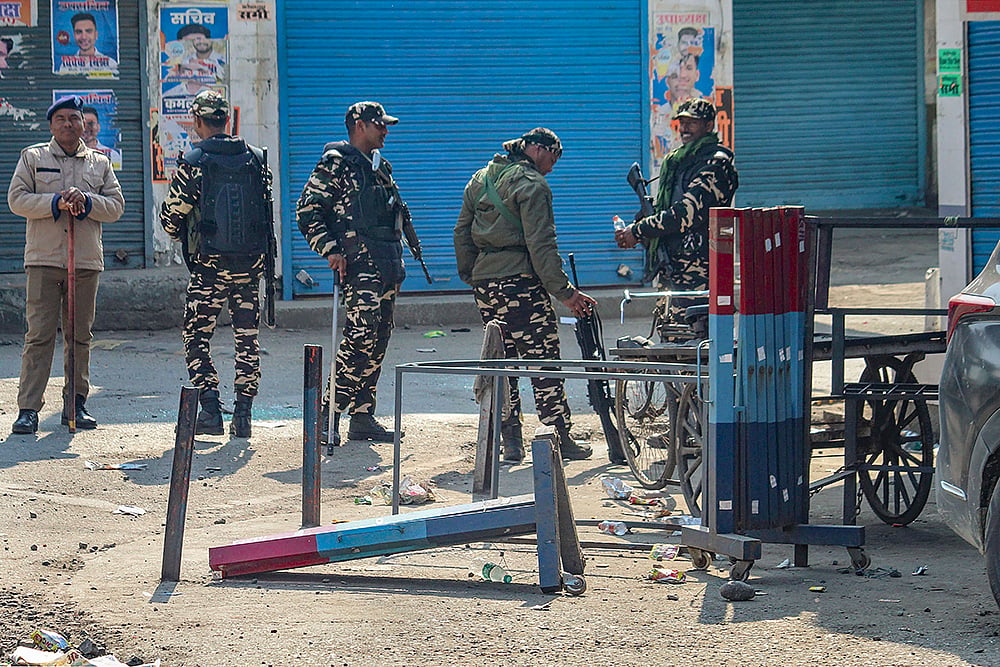 | Photo: PTI : Curfew at Haldwani's Banbhoolpura area