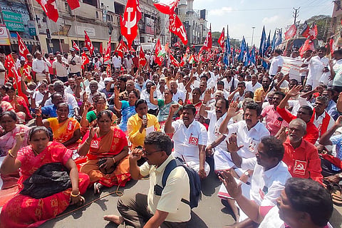 Trade union activists protest