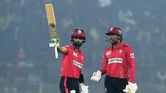 X/ @BPLofficialT20 : Fortune Barishal's skipper Tamim Iqbal (L) during batting in BPL 2024.