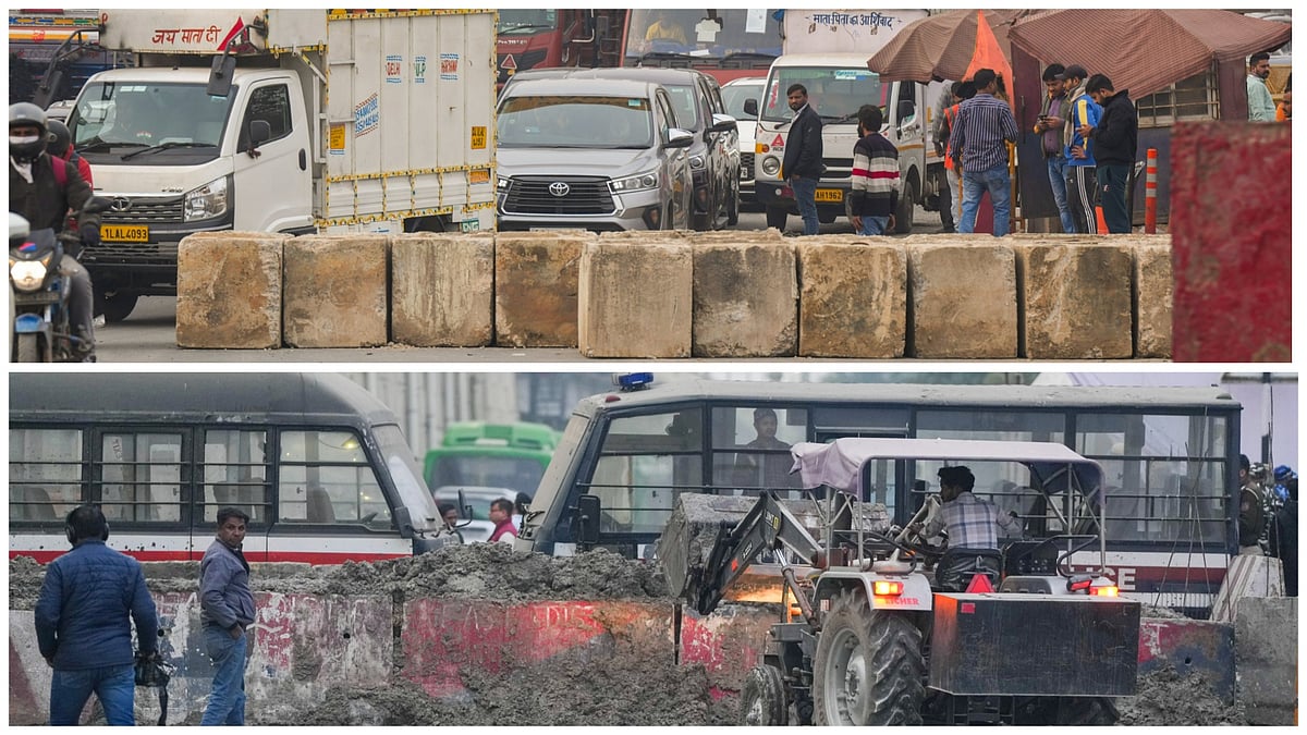 PTI : Security arrangements and barricading at Delhi borders