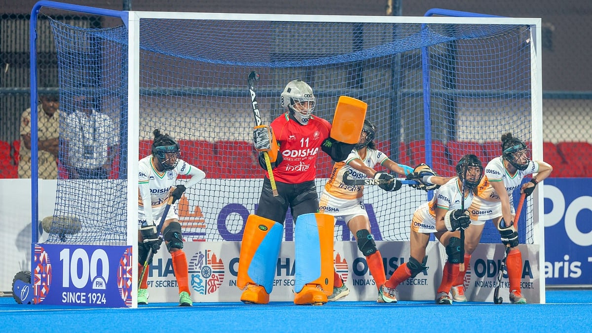 Photo - X/TheHockeyIndia : The Indian women's hockey team in action.