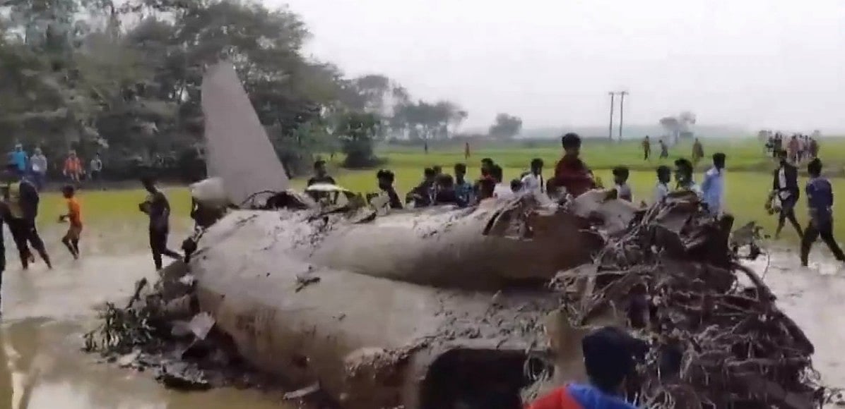 PTI : The debris of IAF trainer aircraft |