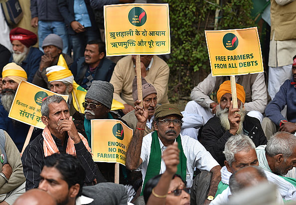 (Photo by Sanchit Khanna via Getty Images)  : Farmers from across the country holding a demonstration in support of their various long pending demands at Jantar Mantar.
(Representative Photo)